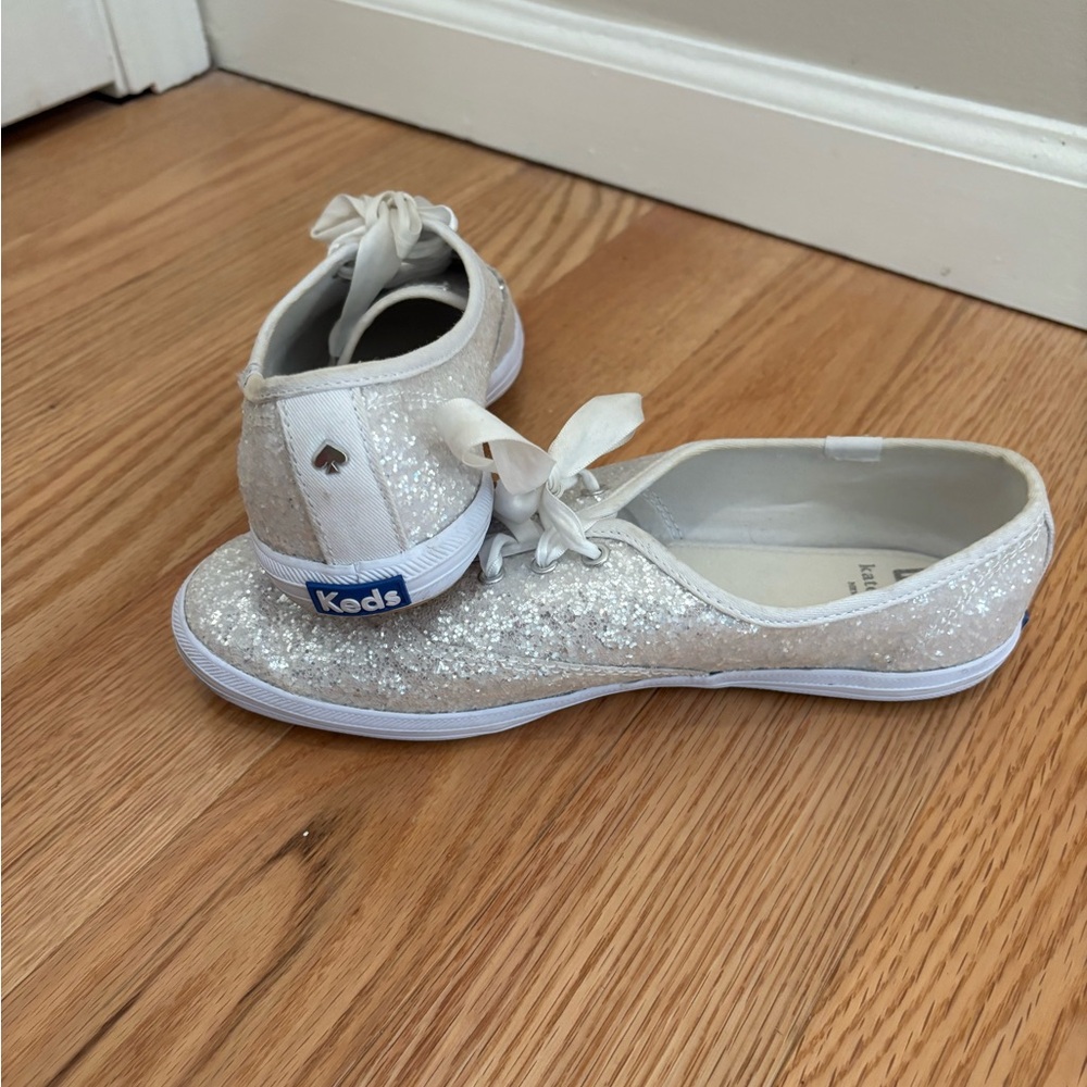 Kate Spade Silver Glitter Sneakers Casual Elegance